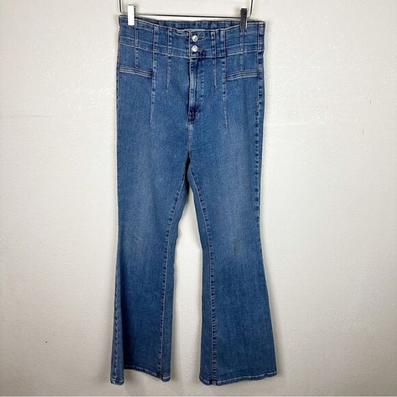 We the Free Jayde Blue Denim Jeans Flare Wide Leg Bell Bottom 31 - Picture 3 of 10